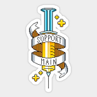 Support Main Gamer Yellow Pixel Art Syringe Sticker